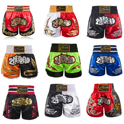 Printing Fight Shorts Breathable Men Womens Kick Boxing Shorts Embroidery Patches Muay Thai Shorts Sanda Grappling Clothes