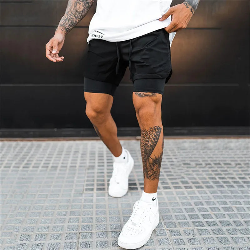 2 In 1 Running Shorts Men