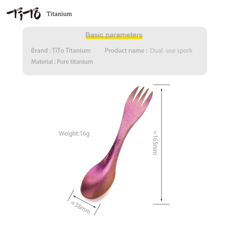 Titanium Spork Ultralight Travel 2 in1 Tableware