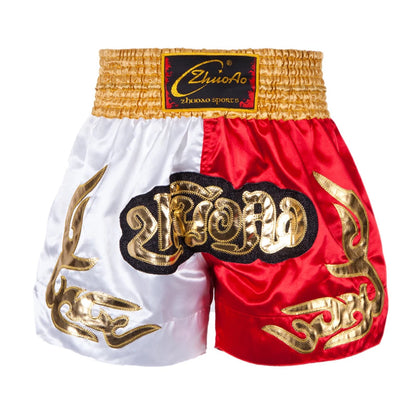 Printing Fight Shorts Breathable Men Womens Kick Boxing Shorts Embroidery Patches Muay Thai Shorts Sanda Grappling Clothes